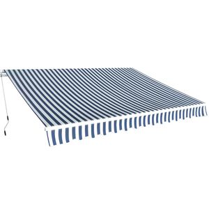 vidaXL Toldo dobr&aacute;vel manual 350 cm azul/branco