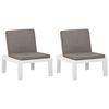 vidaXL Cadeiras de jardim com almofad&otilde;es 2 pcs pl&aacute;stico branco