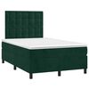 vidaXL Cama box spring com colch&atilde;o e luzes LED veludo verde-escuro