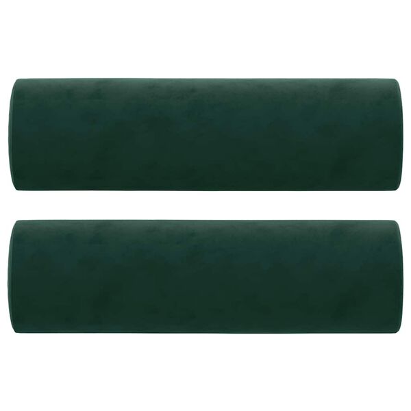 vidaXL Almofadas decorativas 2 pcs &Oslash;15x50 cm veludo verde-escuro