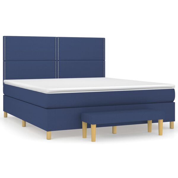 vidaXL Cama com molas/colch&atilde;o 180x200 cm tecido azul