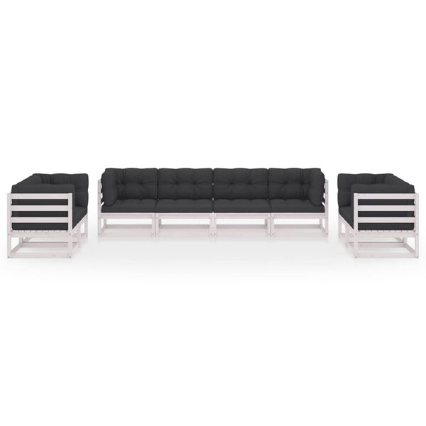 vidaXL 8 pcs conjunto lounge de jardim com almofad&otilde;es pinho maci&ccedil;o
