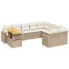 vidaXL 10 pcs conjunto de sof&aacute;s p/ jardim com almofad&otilde;es vime PE bege