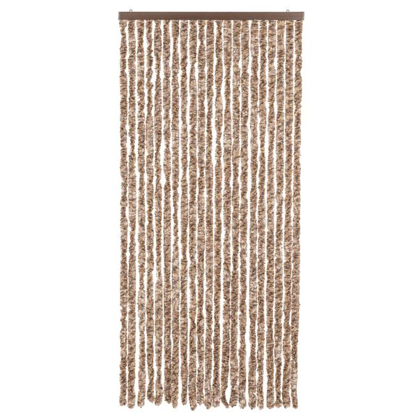 vidaXL Cortina anti-insetos 90x220 cm chenille bege e castanho-escuro
