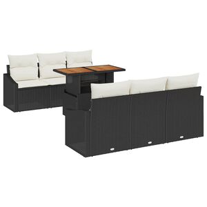 vidaXL Conjunto de Sof&aacute; de Jardim 7 unid. Preto Rattan Sint&eacute;tico