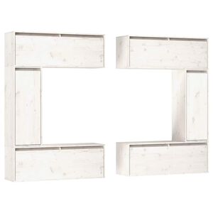 vidaXL M&oacute;veis de TV 6 pcs madeira de pinho maci&ccedil;a branco