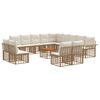 vidaXL Conjunto de Sof&aacute;s para Exterior 14 pcs Natural e Branco Creme