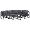 vidaXL Conjunto de Sof&aacute; de Jardim 6 unid. Preto Alum&iacute;nio