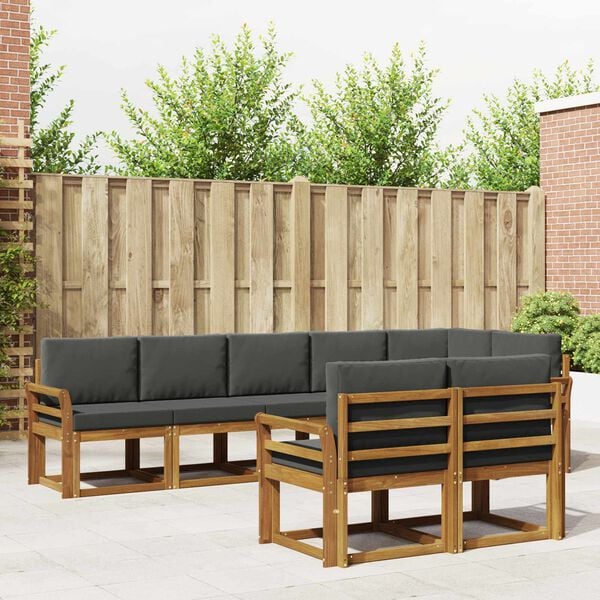 vidaXL Conjunto de Sof&aacute;s para Exterior 8 pcs Natural e Antracite