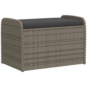 vidaXL Banco de arruma&ccedil;&atilde;o com almofad&atilde;o 80x51x52 cm vime PE cinzento