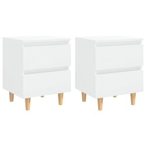 vidaXL Mesas cabeceira 2 pcs pernas pinho 40x35x50 cm branco brilhante