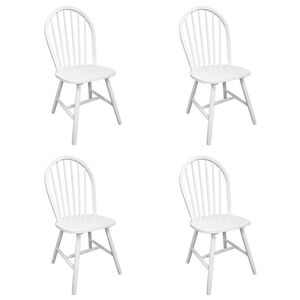 vidaXL Cadeiras de jantar 4 pcs madeira de seringueira maci&ccedil;a branco