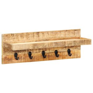 vidaXL Cabide de parede 60x15x20 cm madeira de mangueira &aacute;spera maci&ccedil;a