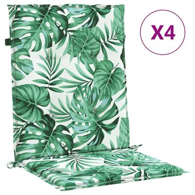 vidaXL Almofadões cadeira de encosto baixo 4 pcs tecido padrão folhas