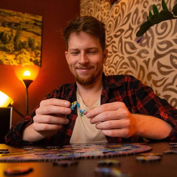 UNIDRAGON Puzzle de madeira 202pcs Iridescent Chameleon Medium 26x33cm