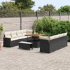 vidaXL Conjunto de Sof&aacute; de Jardim com almofada 12 pcs Preto vime PE