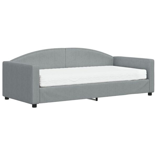 vidaXL Sofá-cama com colchão 90x190 cm tecido cinzento-claro