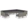 vidaXL 12 pcs conjunto lounge de jardim c/ almofad&otilde;es vime PE cinzento