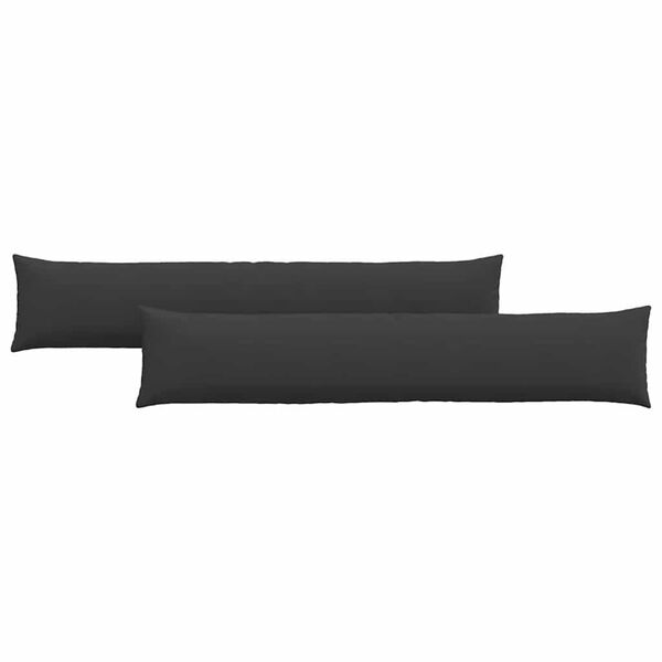 vidaXL Travesseiros de Sof&aacute; 2 pcs Preto 200 x 40 cm tecido