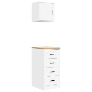 vidaXL Arm&aacute;rios de garagem 2 pcs derivados de madeira branco