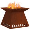 vidaXL Fire Pit Castanho 48 x 48 x 40 cm A&ccedil;o resistente &agrave;s intemp&eacute;ries