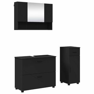 vidaXL Conjunto de M&oacute;veis para Banheiro 3 unid. Preto