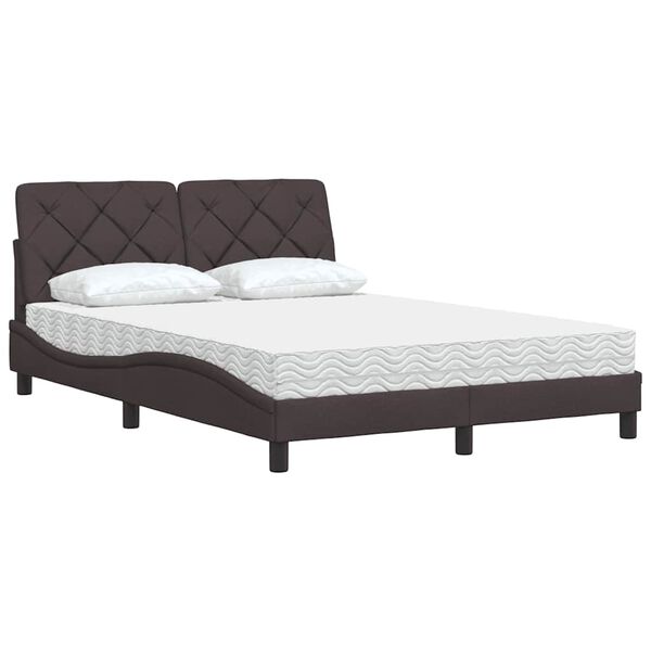 vidaXL Cama com colch&atilde;o 140x200 cm tecido castanho-escuro