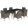 vidaXL 7 pcs conjunto de jantar p/ jardim c/ almofad&otilde;es vime PE cinza