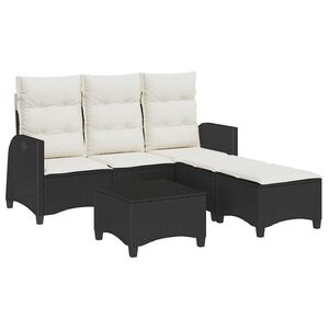vidaXL 3pcs conjunto sof&aacute;s de jardim com almofad&otilde;es em L vime PE preto