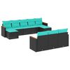 vidaXL Conjunto de sof&aacute; de jardim com 10 pe&ccedil;as e almofadas em rattan sint&eacute;tico preto