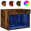 vidaXL Mesa de cabeceira de parede com luzes LED carvalho fumado