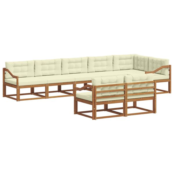 vidaXL Conjunto de Sof&aacute;s para Exterior 8 pcs Natural e Creme