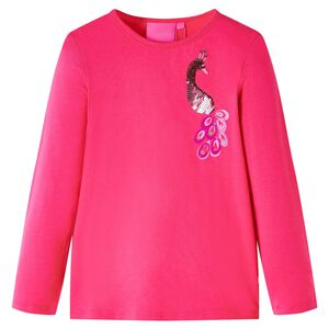 vidaXL T-shirt de manga comprida para crian&ccedil;a rosa-choque 104