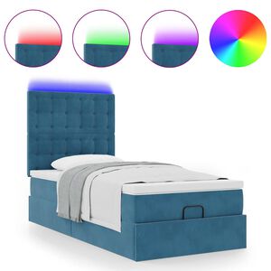vidaXL Estrutura cama otomana colch&otilde;es 80x200 cm veludo azul escuro