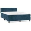 vidaXL Cama com molas/colch&atilde;o 140x200 cm veludo azul-escuro