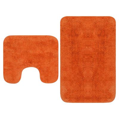 vidaXL Conjunto tapetes de casa de banho 2 pcs tecido laranja