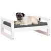 vidaXL Cama para c&atilde;es 65,5x50,5x28 cm madeira de pinho maci&ccedil;a branco