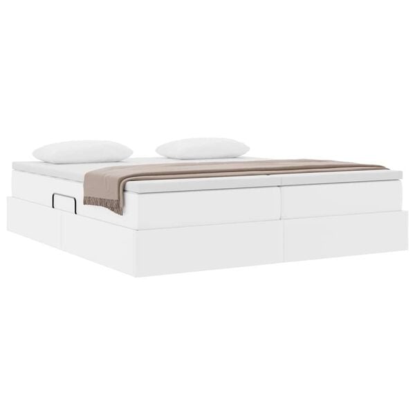 vidaXL Cama com arruma&ccedil;&atilde;o e colch&atilde;o com colch&atilde;o Branco 180 x 200 cm