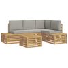 vidaXL Conjunto de Sof&aacute;s para Exterior 5 Pe&ccedil;a Branco e Cinzento-Claro