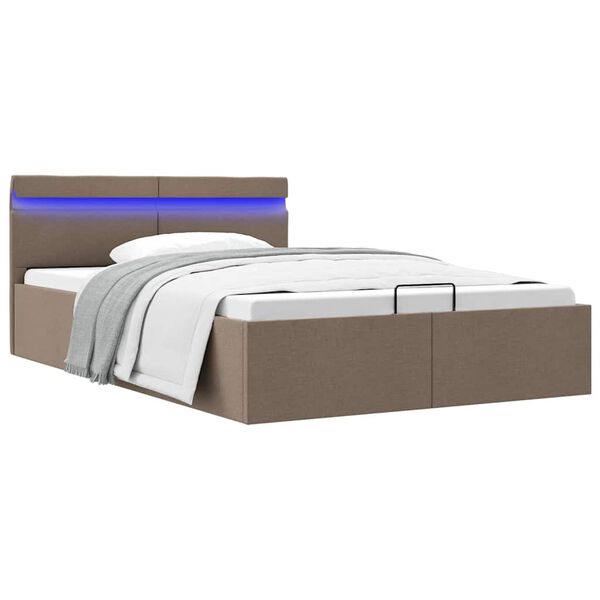 vidaXL Estrutura cama hidrául.+ LED 120x200cm tecido cinza-acastanhado