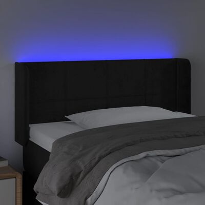 vidaXL Cabeceira de cama c/ luzes LED veludo 83x16x78/88 cm preto