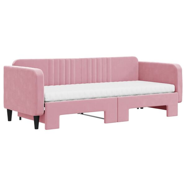 vidaXL Sof&aacute;-cama com gavet&atilde;o e colch&otilde;es 80x200 cm veludo rosa