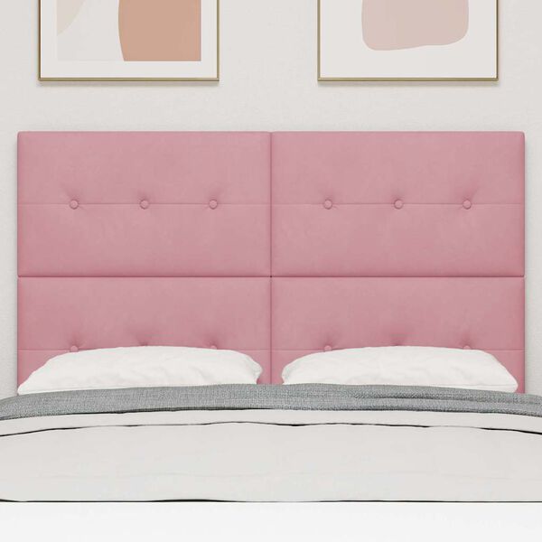 vidaXL Cabeceira com luzes de tira LED com cabeceira Rosa 72 cm Veludo