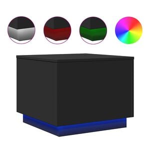vidaXL Mesa de centro com luzes LED 50x50x40 cm preto