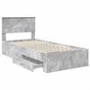 vidaXL Estrutura da Cama com gaveta Cinza Concreto e Prata 75 x 190 cm
