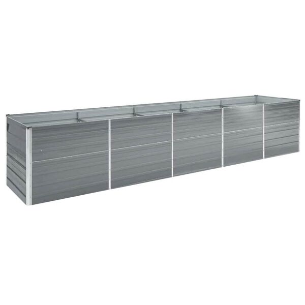 vidaXL Canteiro elevado de jardim 400x80x77cm a&ccedil;o galvanizado cinzento