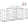 vidaXL Cestos gabi&atilde;o arqueados 15pcs 200x50x80/100cm ferro galvanizado