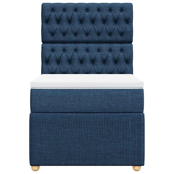 vidaXL Cama com molas/colch&atilde;o 100x200 cm tecido azul