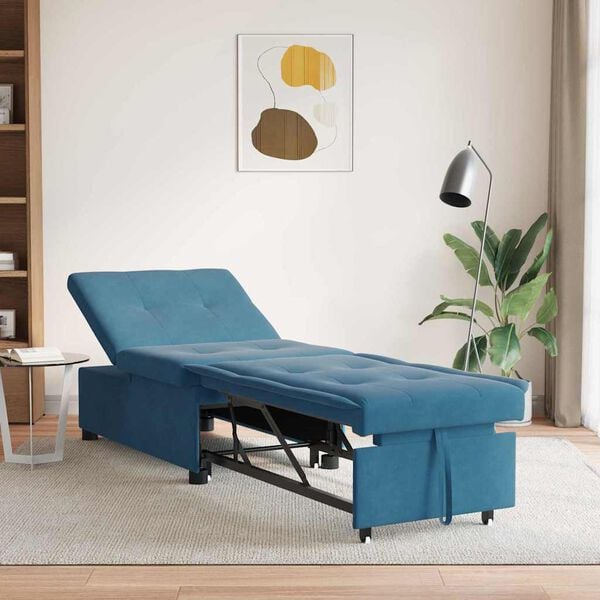 vidaXL Sof&aacute;-Cama Azul 194 x 67 x 82 cm Veludo