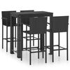 vidaXL Conjunto de bar exterior c/ apoio de bra&ccedil;os 5 pcs vime PE preto